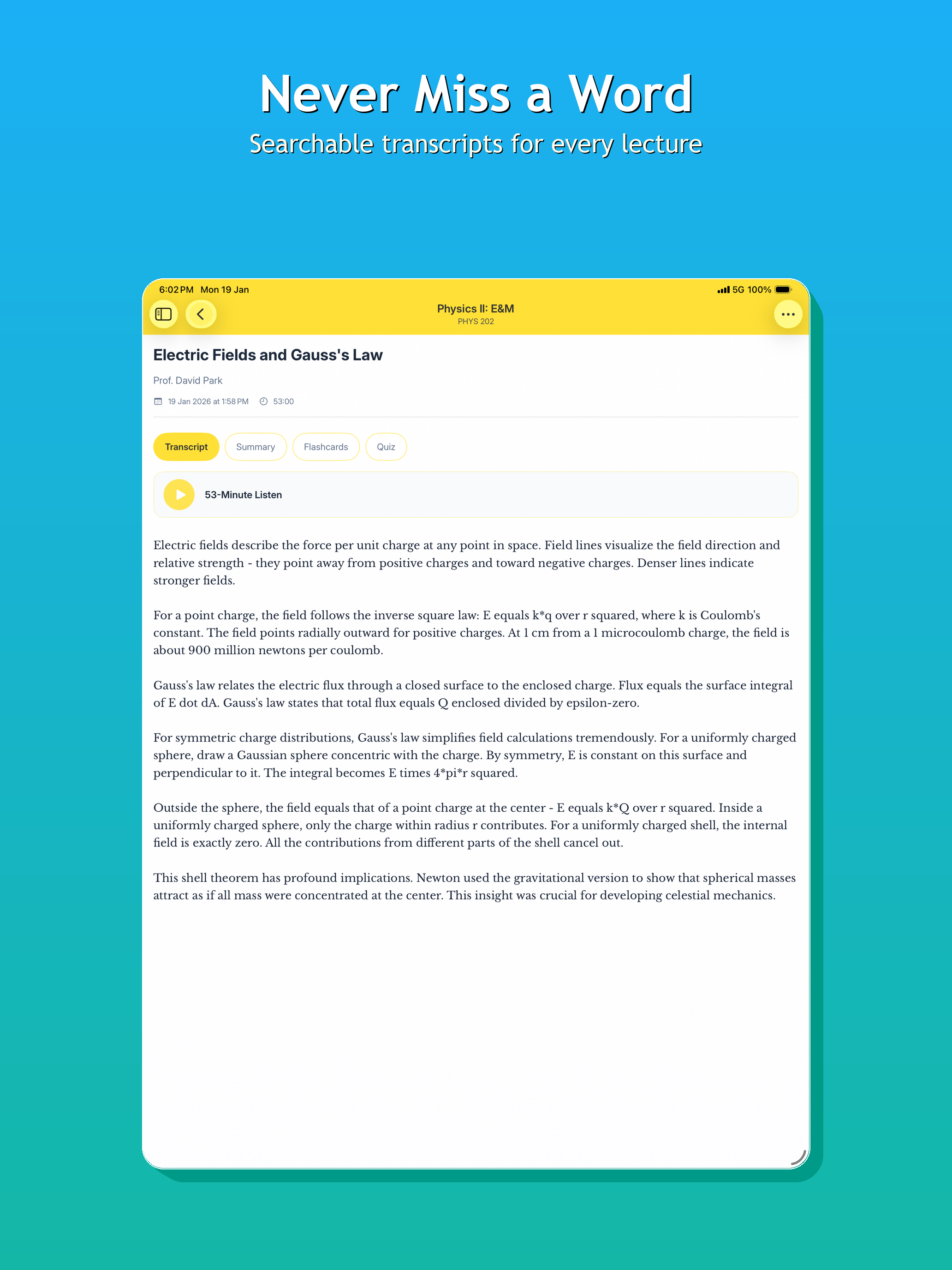 Lectures.AI on iPad - Transcript