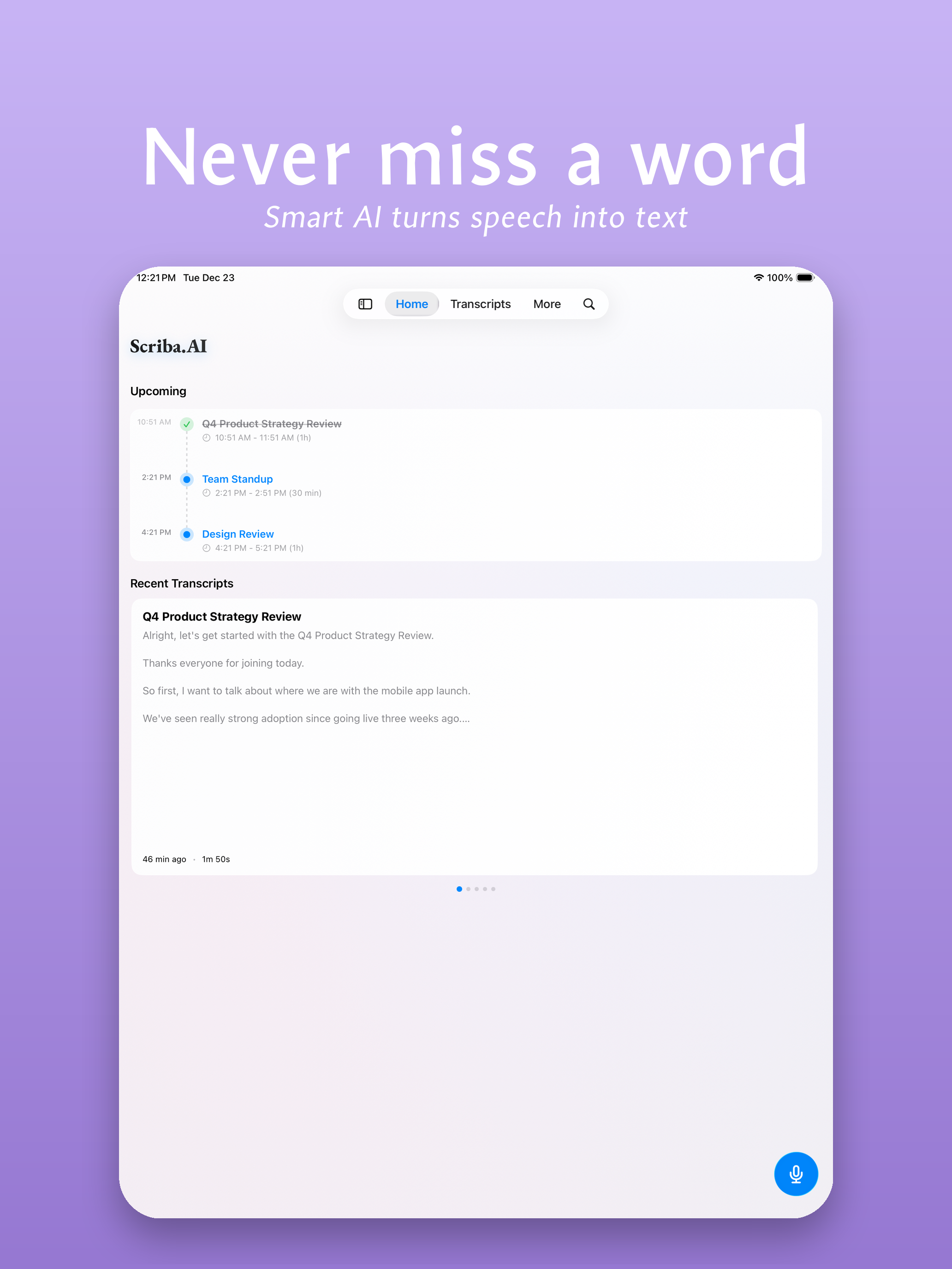 Scriba on iPad - Home screen